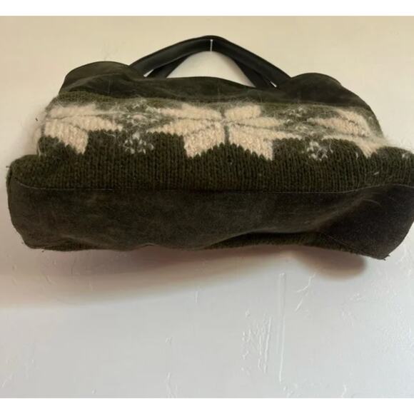 RARE Vintage‎ Saks Fifth Avenue Italy Suede Leather Wool Green Apres Ski Resort - Picture 13 of 16